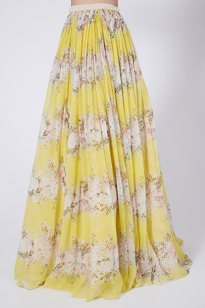 Yellow Digital Printed Wedding Lehenga Set by Yashodhara at Pernia's Pop Up Shop