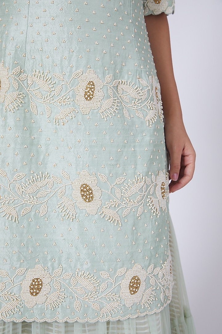 Mint Green Net Sharara Set by Yashodhara at Pernia's Pop Up Shop