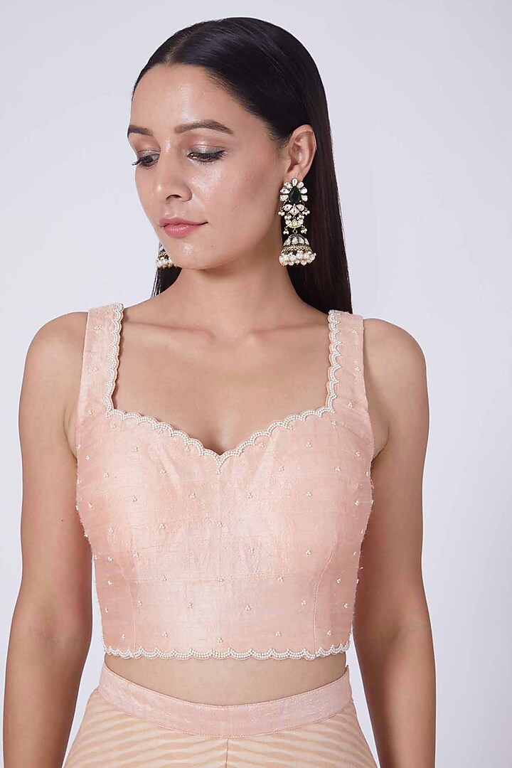 Peach Raw Silk Jacket Set by Yashodhara at Pernia's Pop Up Shop