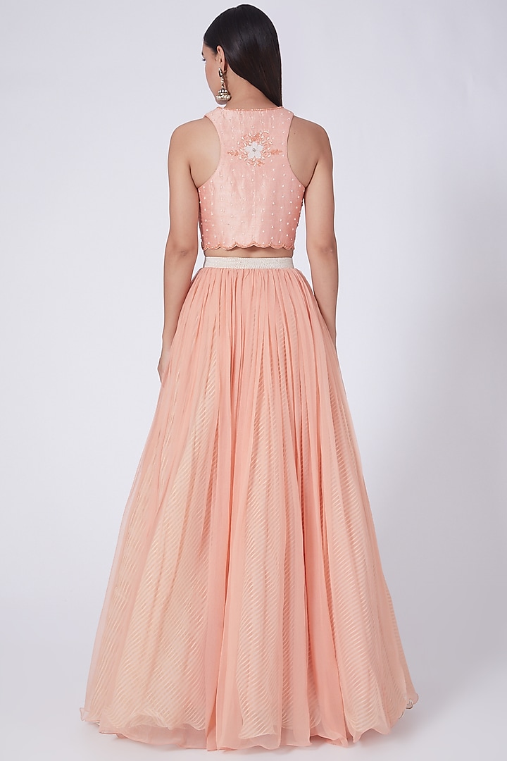 Peach Digital Printed Wedding Lehenga Set by Yashodhara at Pernia's Pop Up Shop