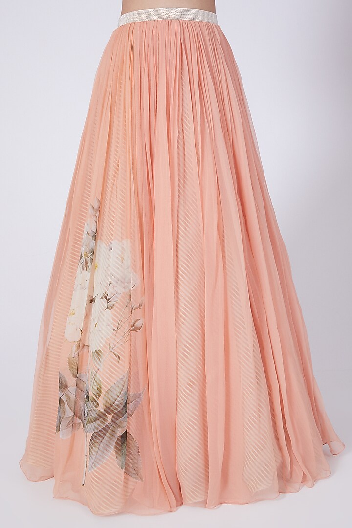 Peach Digital Printed Wedding Lehenga Set by Yashodhara at Pernia's Pop Up Shop