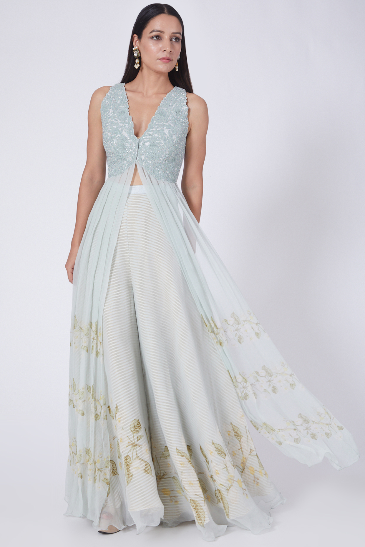 Sky Blue Digital Printed Kurta Set by Yashodhara at Pernia's Pop Up Shop