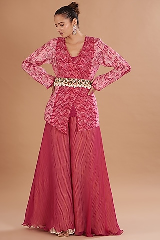 Pink Shibori Jacket Set by Yashodhara