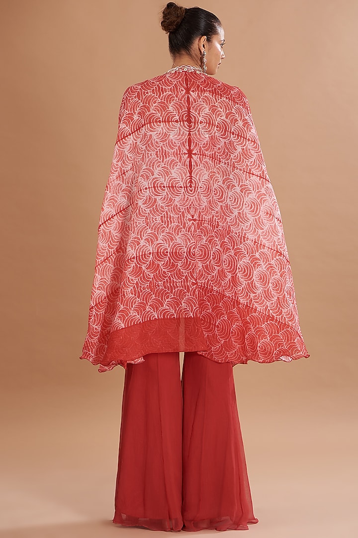 Red Shibori Cape Set by Yashodhara at Pernia's Pop Up Shop
