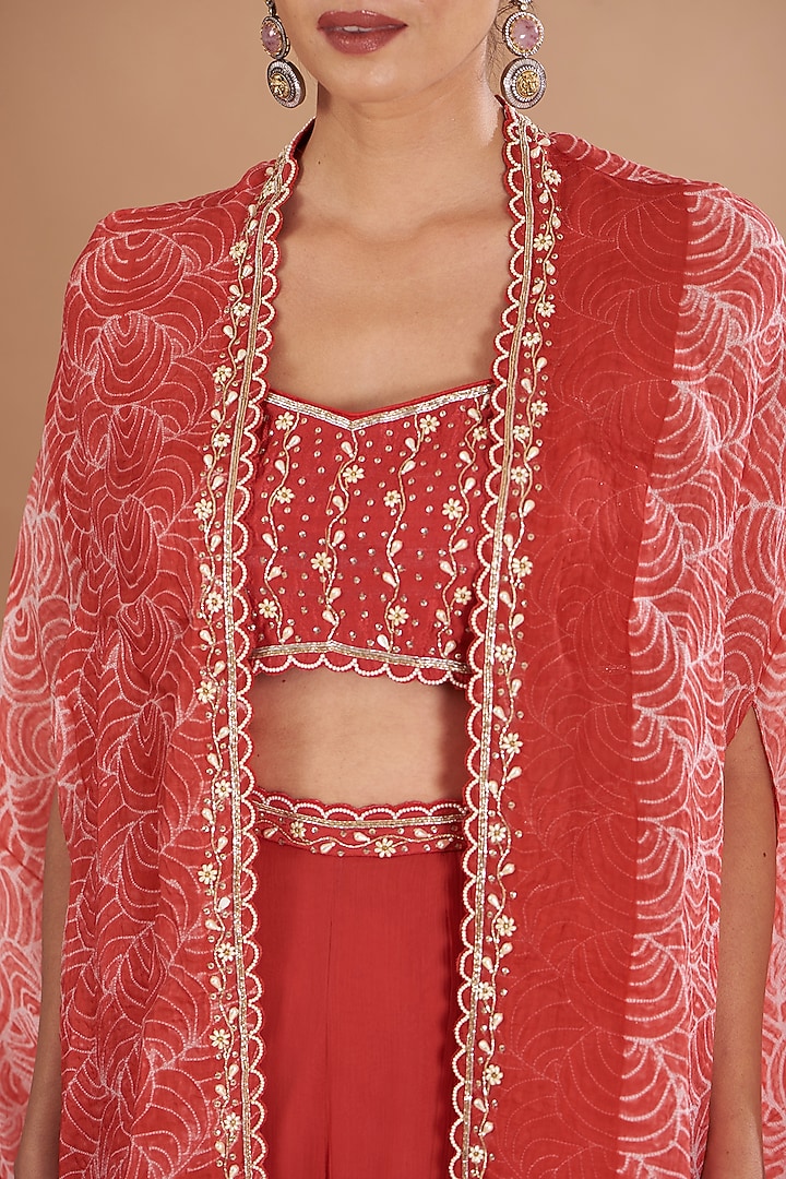 Red Shibori Cape Set by Yashodhara at Pernia's Pop Up Shop