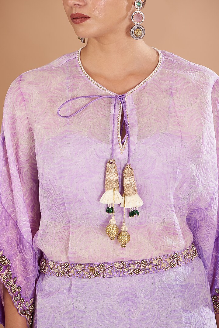 Lilac Shibori Kaftan Set by Yashodhara at Pernia's Pop Up Shop