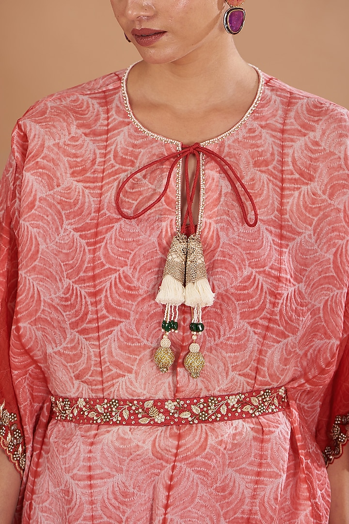 Red Shibori Kaftan Set by Yashodhara at Pernia's Pop Up Shop