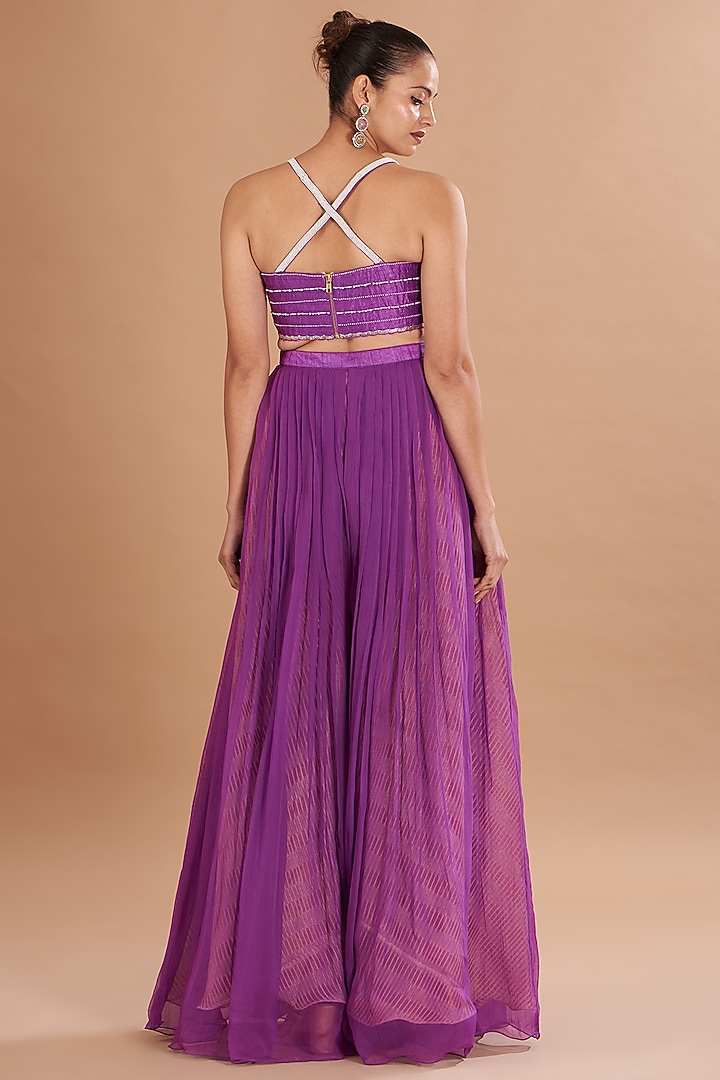 Purple Shibori Embroidered Cape Set by Yashodhara at Pernia's Pop Up Shop