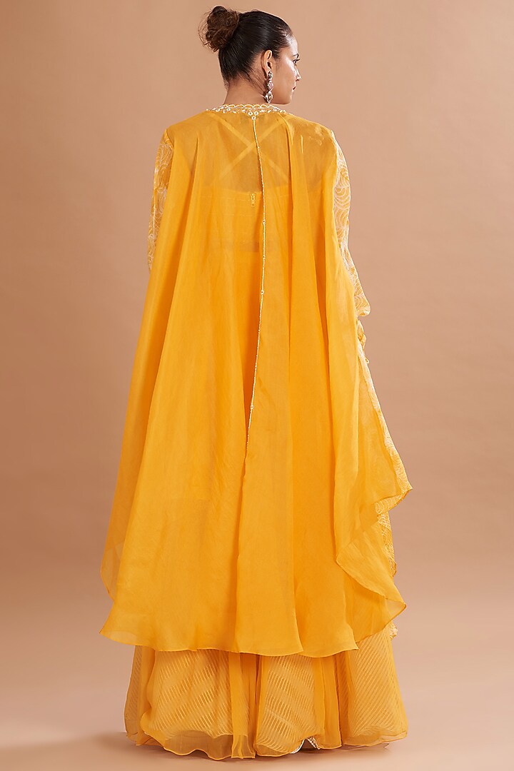 Yellow Shibori Cape Set by Yashodhara at Pernia's Pop Up Shop