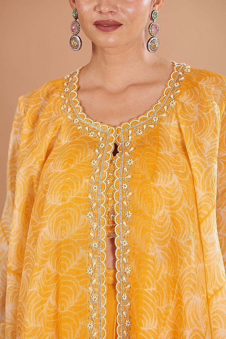 Yellow Shibori Cape Set by Yashodhara at Pernia's Pop Up Shop