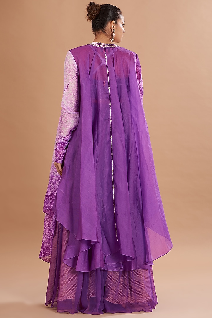 Purple Shibori Cape Set by Yashodhara at Pernia's Pop Up Shop