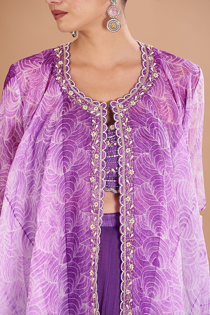 Purple Shibori Cape Set by Yashodhara at Pernia's Pop Up Shop