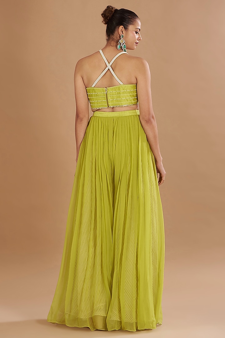 Jade Green Shibori Cape Set by Yashodhara at Pernia's Pop Up Shop