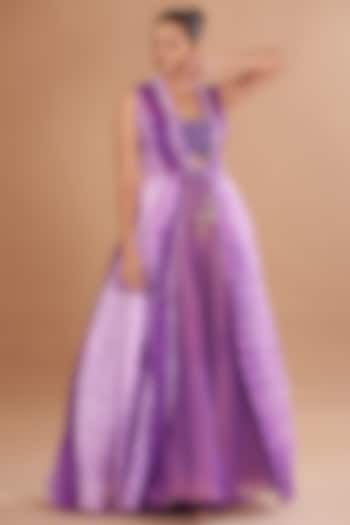 Purple Shibori Cape Set by Yashodhara at Pernia's Pop Up Shop