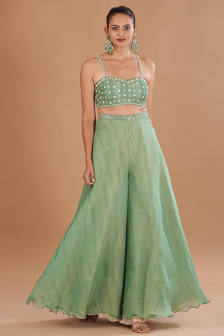 Eco Green Shibori Cape Set by Yashodhara at Pernia's Pop Up Shop