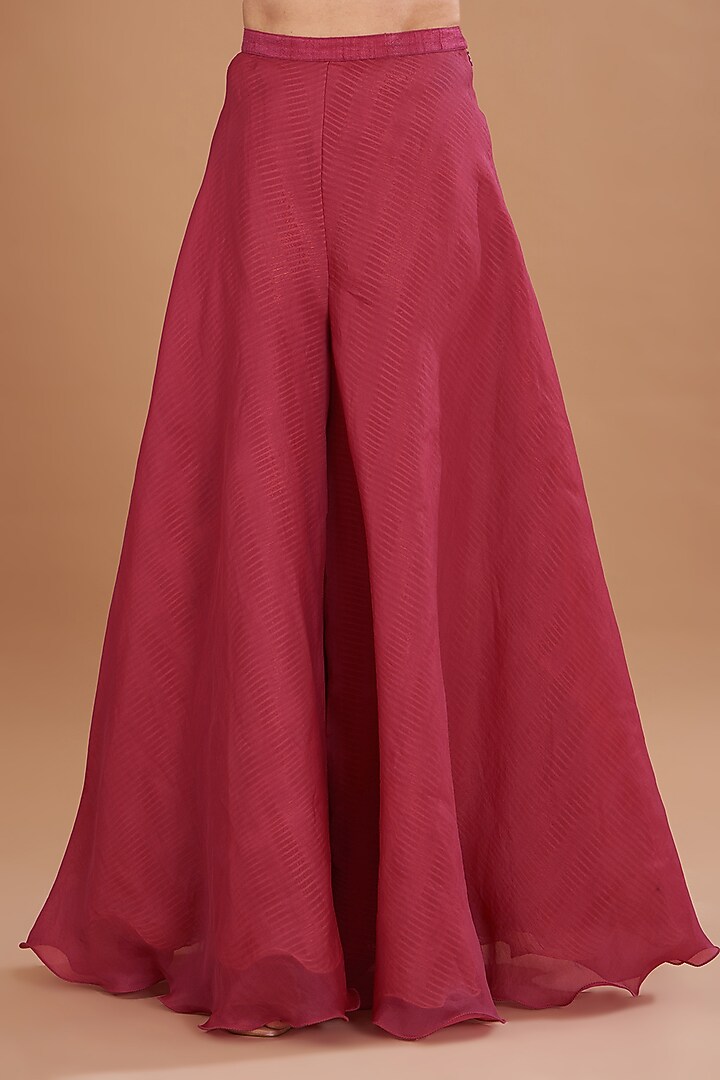 Red Organza Shibori & Embroidered Kurta Set by Yashodhara at Pernia's Pop Up Shop
