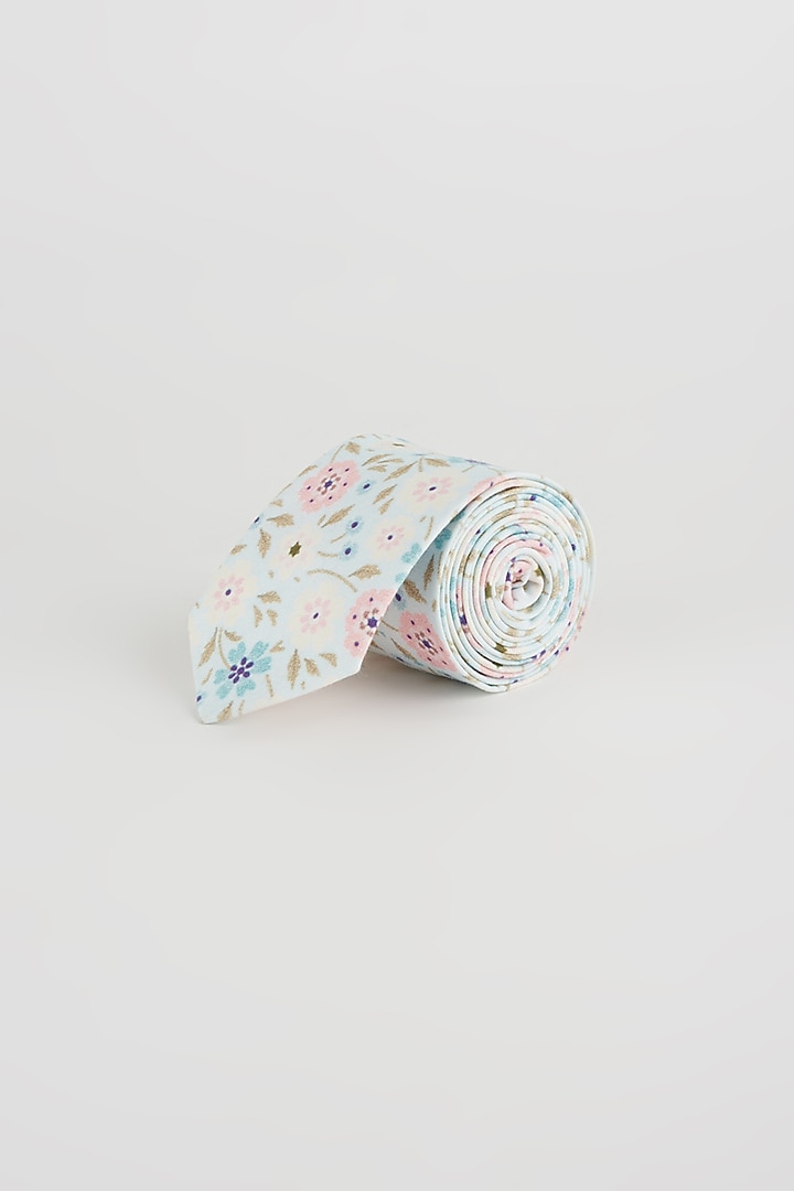 Powder Blue Cotton Slim Tie by Yashodhara Men at Pernia's Pop Up Shop