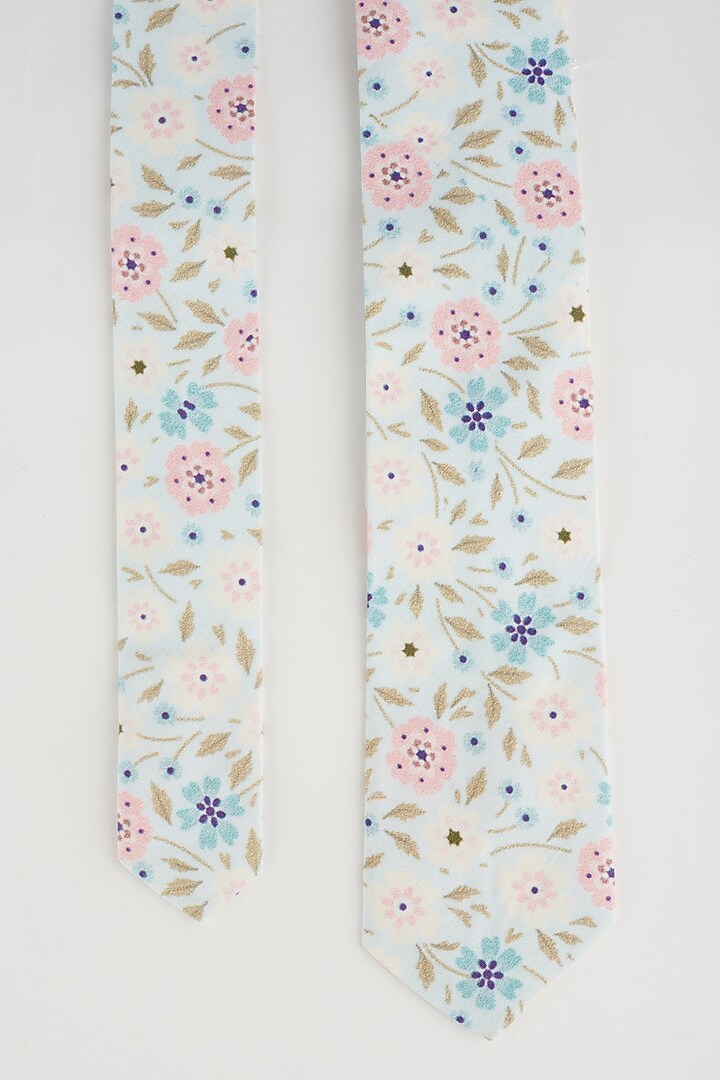 Powder Blue Cotton Slim Tie by Yashodhara Men at Pernia's Pop Up Shop