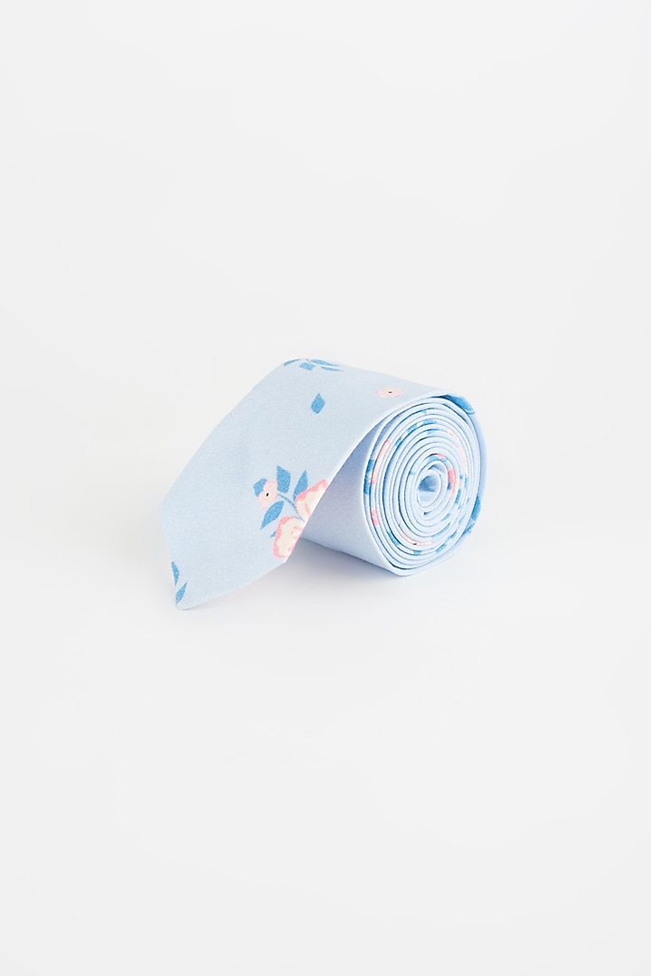Light Blue Cotton Slim Tie by Yashodhara Men at Pernia's Pop Up Shop