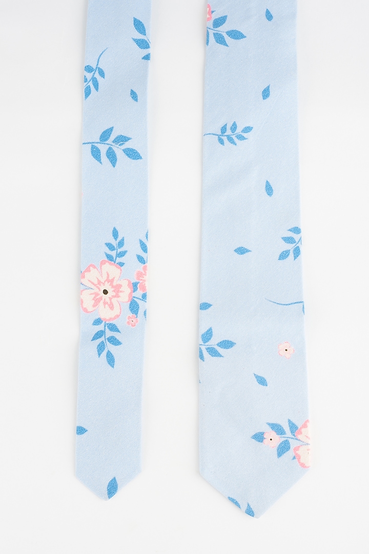 Light Blue Cotton Slim Tie by Yashodhara Men at Pernia's Pop Up Shop