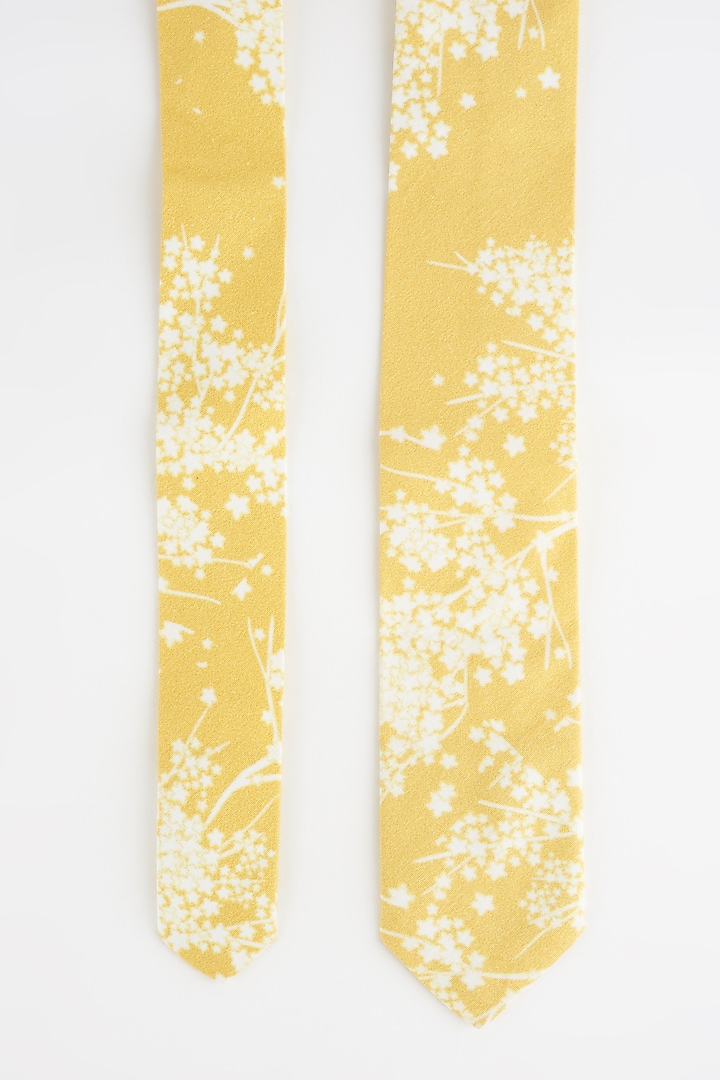 Yellow Cotton Slim Tie by Yashodhara Men at Pernia's Pop Up Shop
