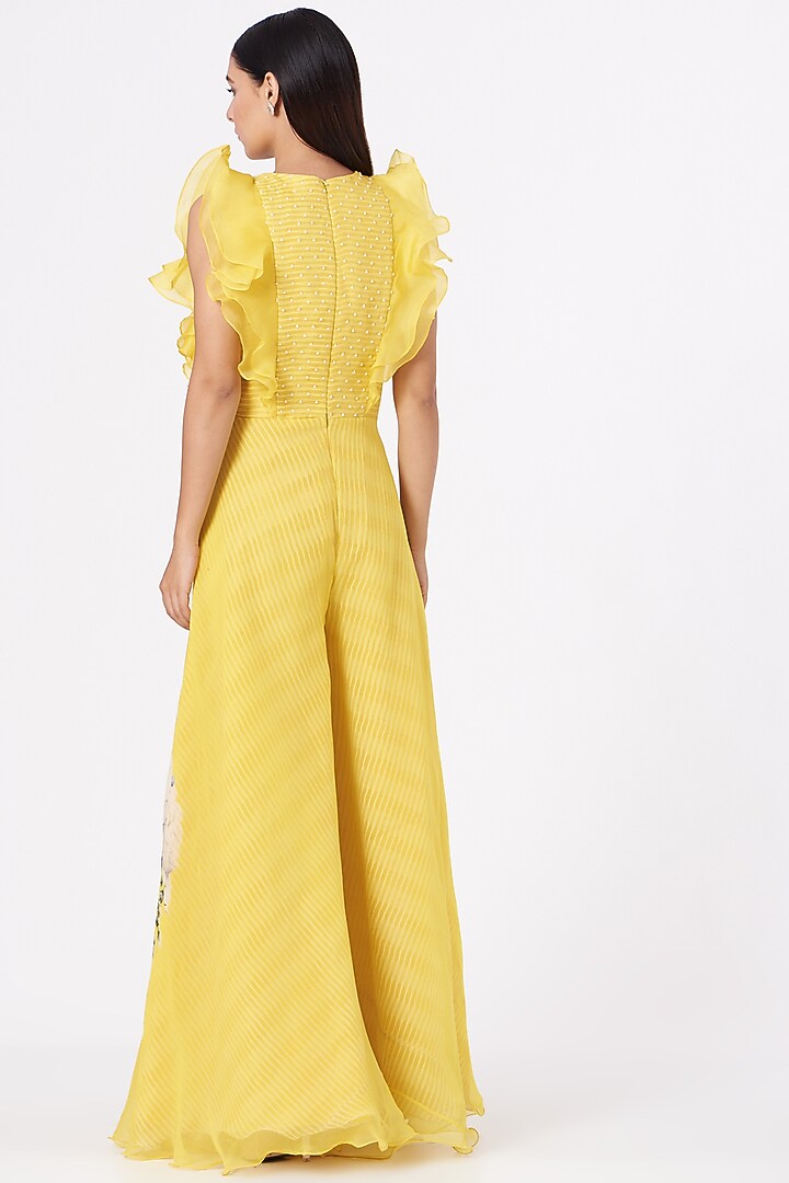 Magnolia Yellow Chiffon Jumpsuit by Yashodhara at Pernia's Pop Up Shop