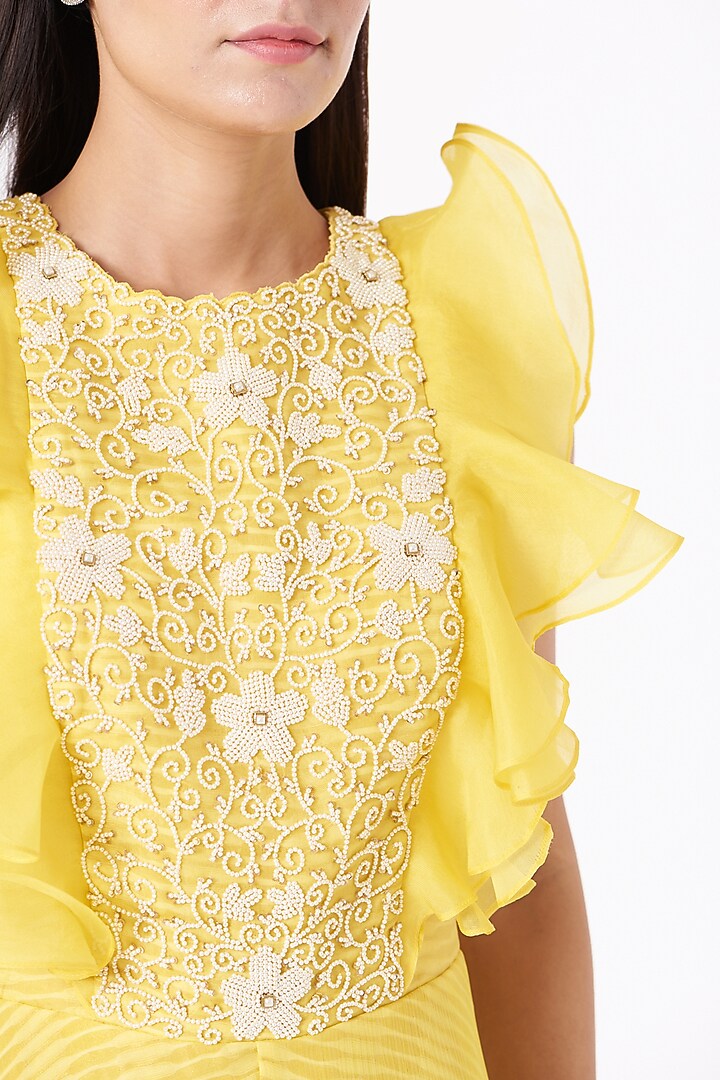 Magnolia Yellow Chiffon Jumpsuit by Yashodhara at Pernia's Pop Up Shop