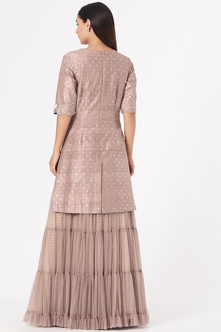 Light Mulberry Net Wedding Sharara Set by Yashodhara at Pernia's Pop Up Shop