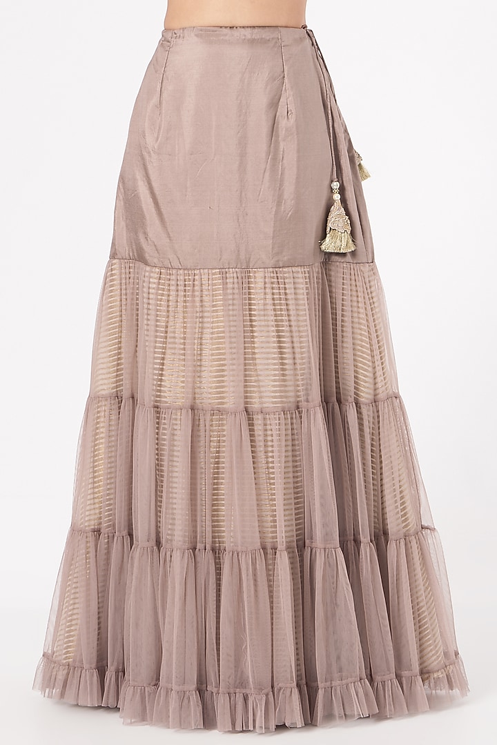 Light Mulberry Net Wedding Sharara Set by Yashodhara at Pernia's Pop Up Shop