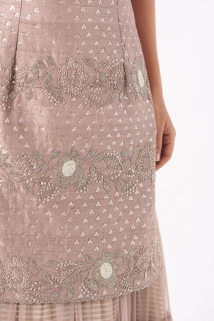 Light Mulberry Net Wedding Sharara Set by Yashodhara at Pernia's Pop Up Shop