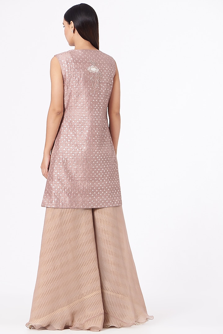 Light Mulberry Jacket Set With Cutdana Work by Yashodhara at Pernia's Pop Up Shop