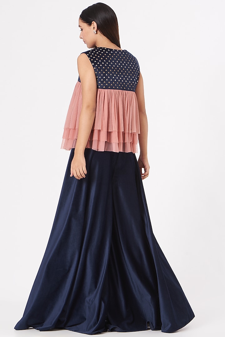 Midnight Blue Velvet Jumpsuit by Yashodhara at Pernia's Pop Up Shop