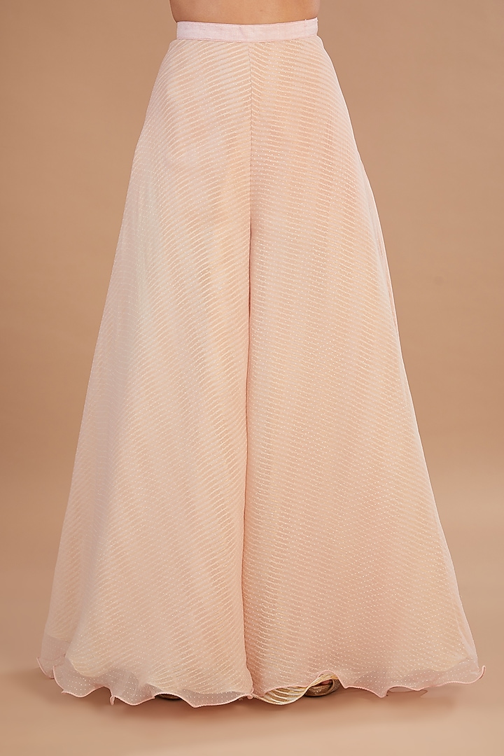 Pink Raw Silk & Chiffon Stone Embroidered Jacket Set by Yashodhara at Pernia's Pop Up Shop
