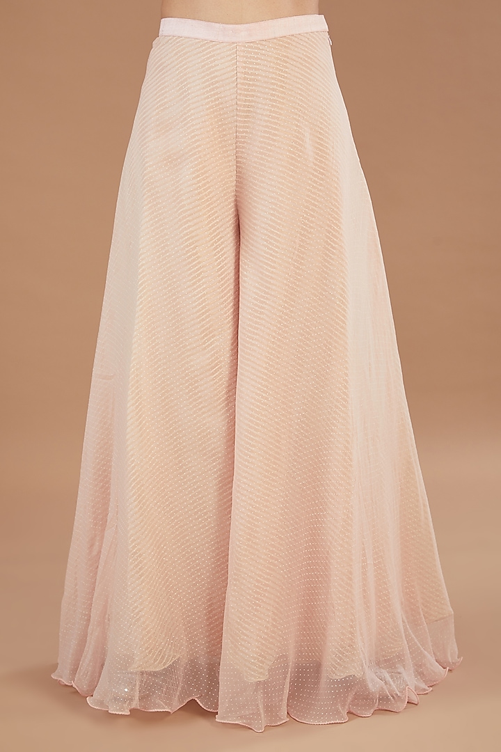 Pink Raw Silk & Chiffon Embroidered Wedding Anarkali Set by Yashodhara at Pernia's Pop Up Shop