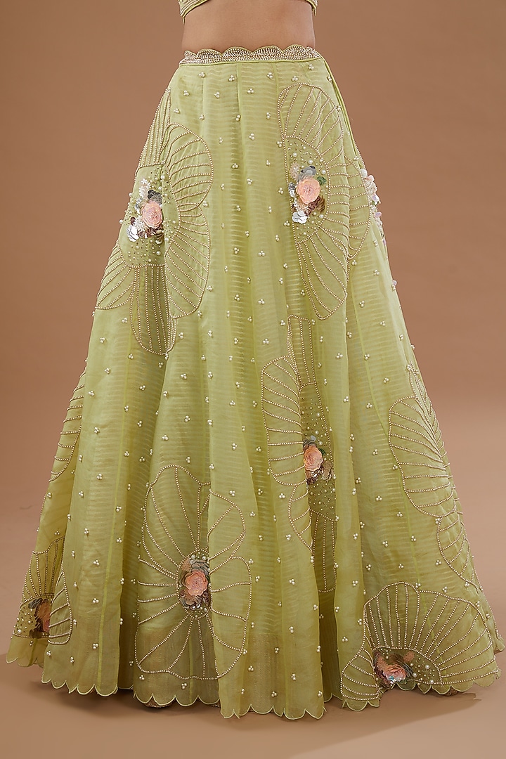 Jade Green Organza Bridal Lehenga Set by Yashodhara at Pernia's Pop Up Shop