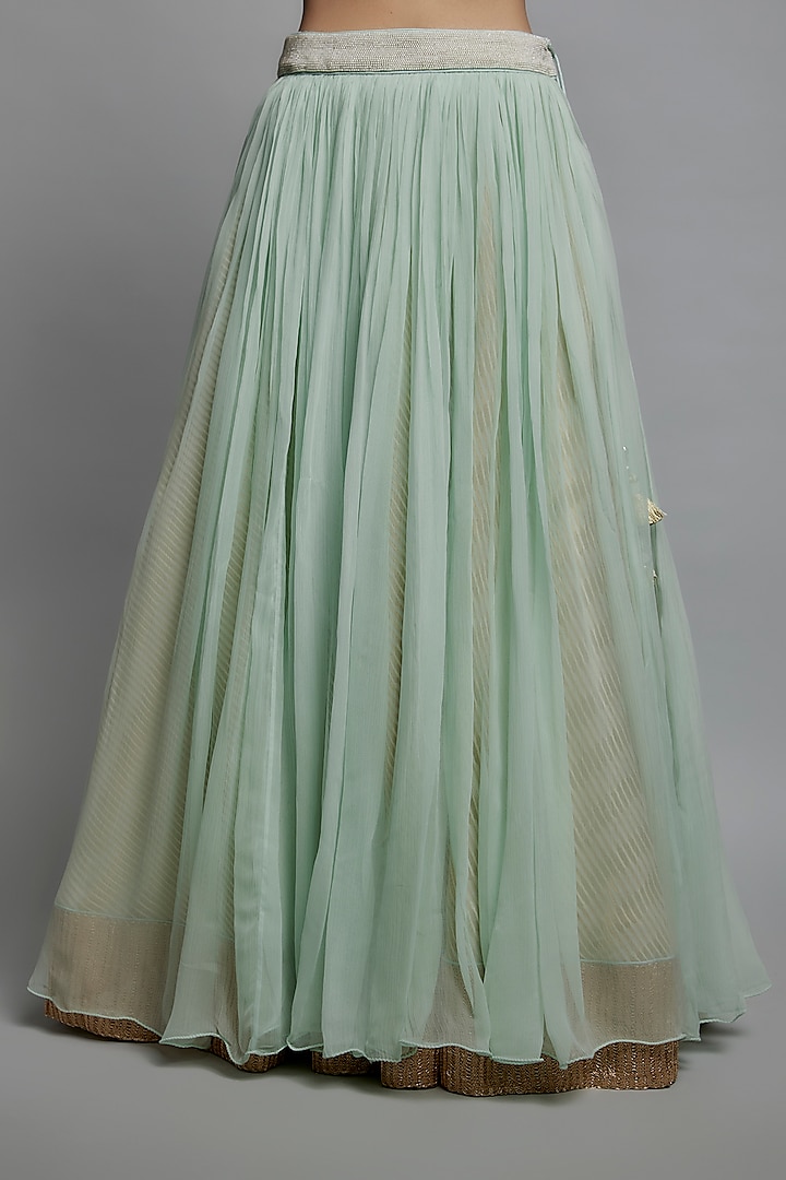 Pink & Aqua Organza Jacket Bridal Lehenga Set by Yashodhara at Pernia's Pop Up Shop