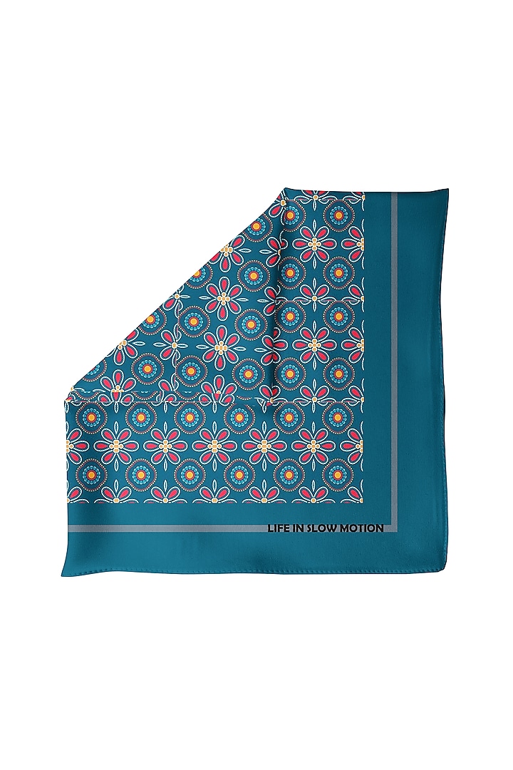 Teal Blue Pocket Square by Yashodhara Men at Pernia's Pop Up Shop