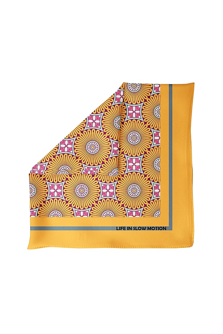 Yellow Silk Pocket Square by Yashodhara Men