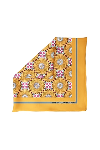 Yellow Silk Pocket Square by Yashodhara Men
