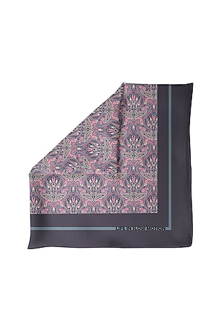 Grey Silk Pocket Square by Yashodhara Men