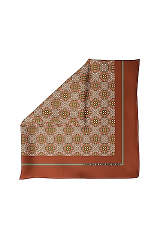 Brown Silk Pocket Square by Yashodhara Men