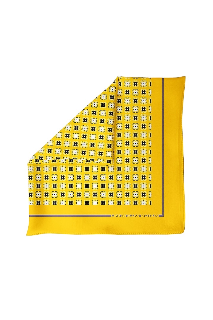 Yellow Pocket Square In Silk Base by Yashodhara Men