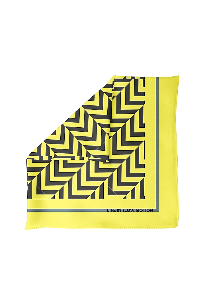 Yellow & Black Silk Pocket Square by Yashodhara Men