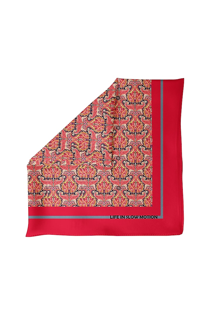 Red Pocket Square In Silk by Yashodhara Men