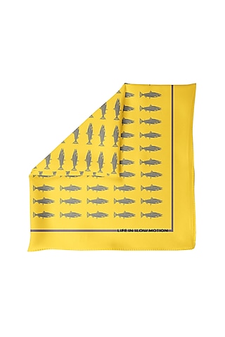 Yellow Silk Pocket Square by Yashodhara Men
