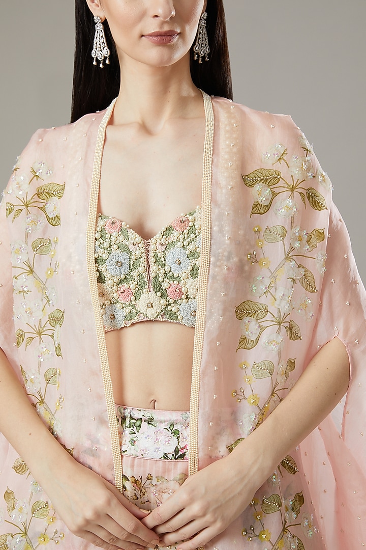 Pink Digital Printed Wedding Lehenga Set by Yashodhara at Pernia's Pop Up Shop
