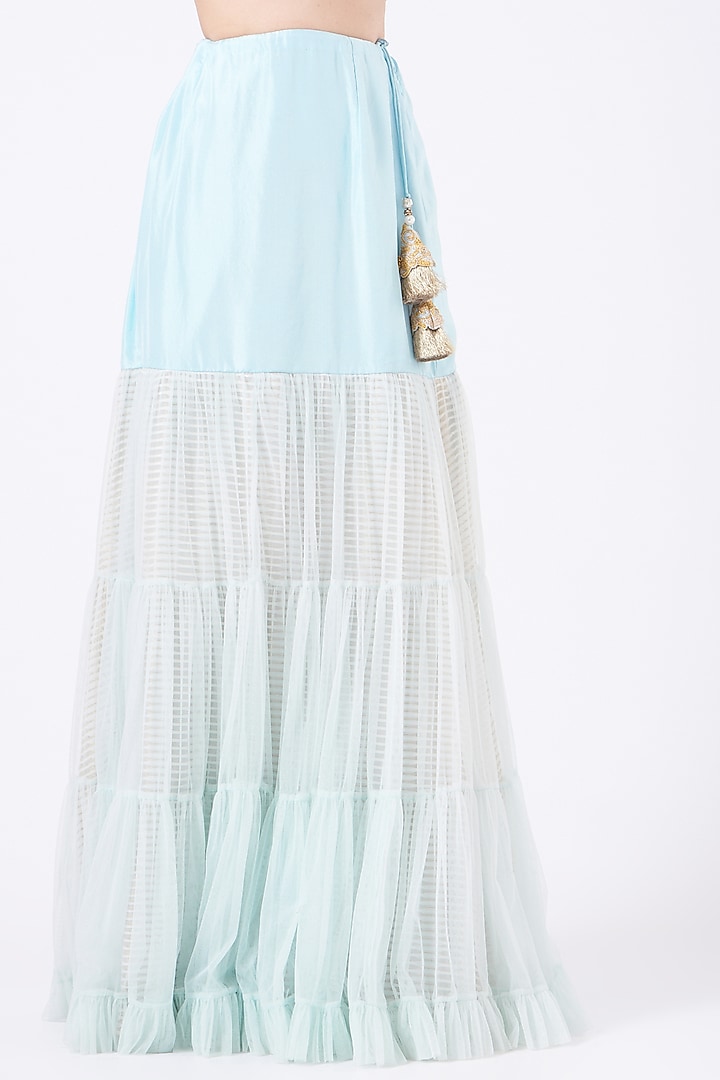 Powder Blue Raw Silk Kurta Set by Yashodhara at Pernia's Pop Up Shop