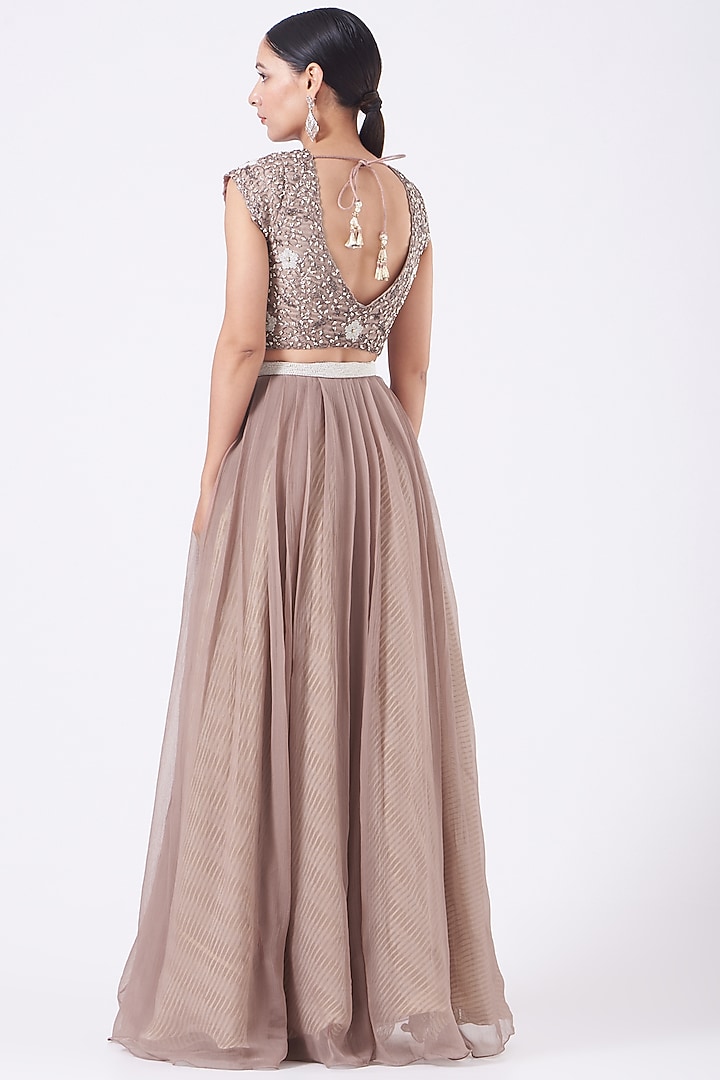 Brownish Pink Raw Silk Wedding Lehenga Set by Yashodhara at Pernia's Pop Up Shop
