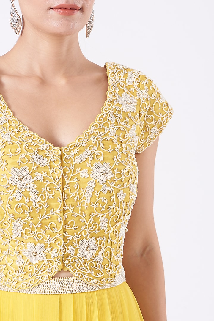 Bright Yellow Organza Wedding Lehenga Set by Yashodhara at Pernia's Pop Up Shop