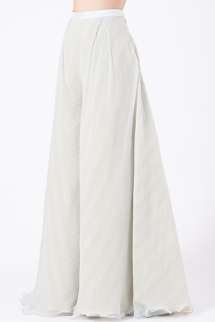 Grey Raw Silk Skirt Set by Yashodhara at Pernia's Pop Up Shop